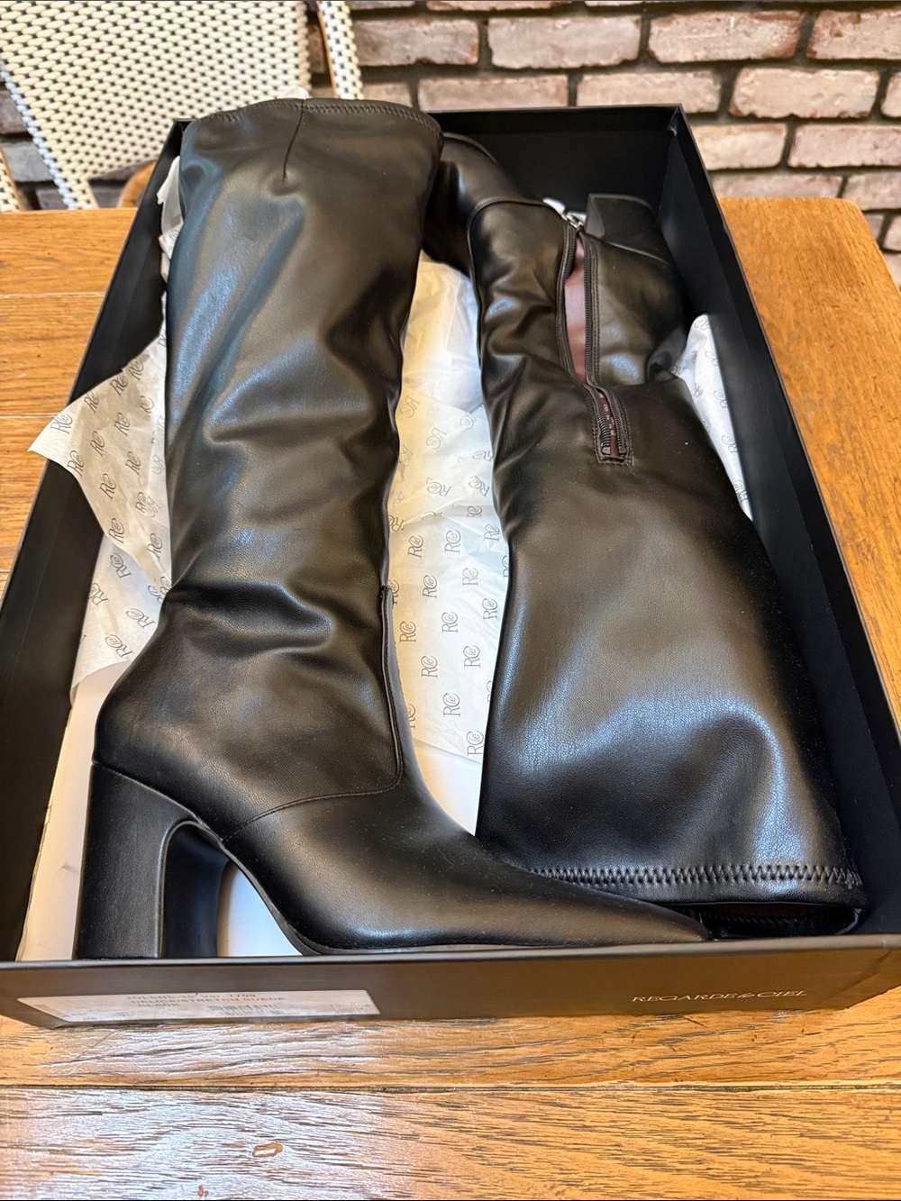 Tall Black Knee-High Block Heel Boots
